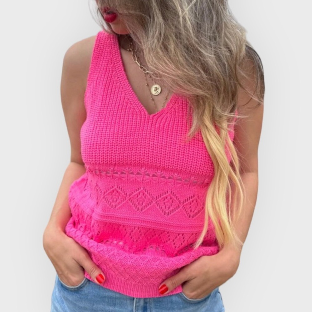 NWT AMOLI Hot Pink Knit Sweater Tank